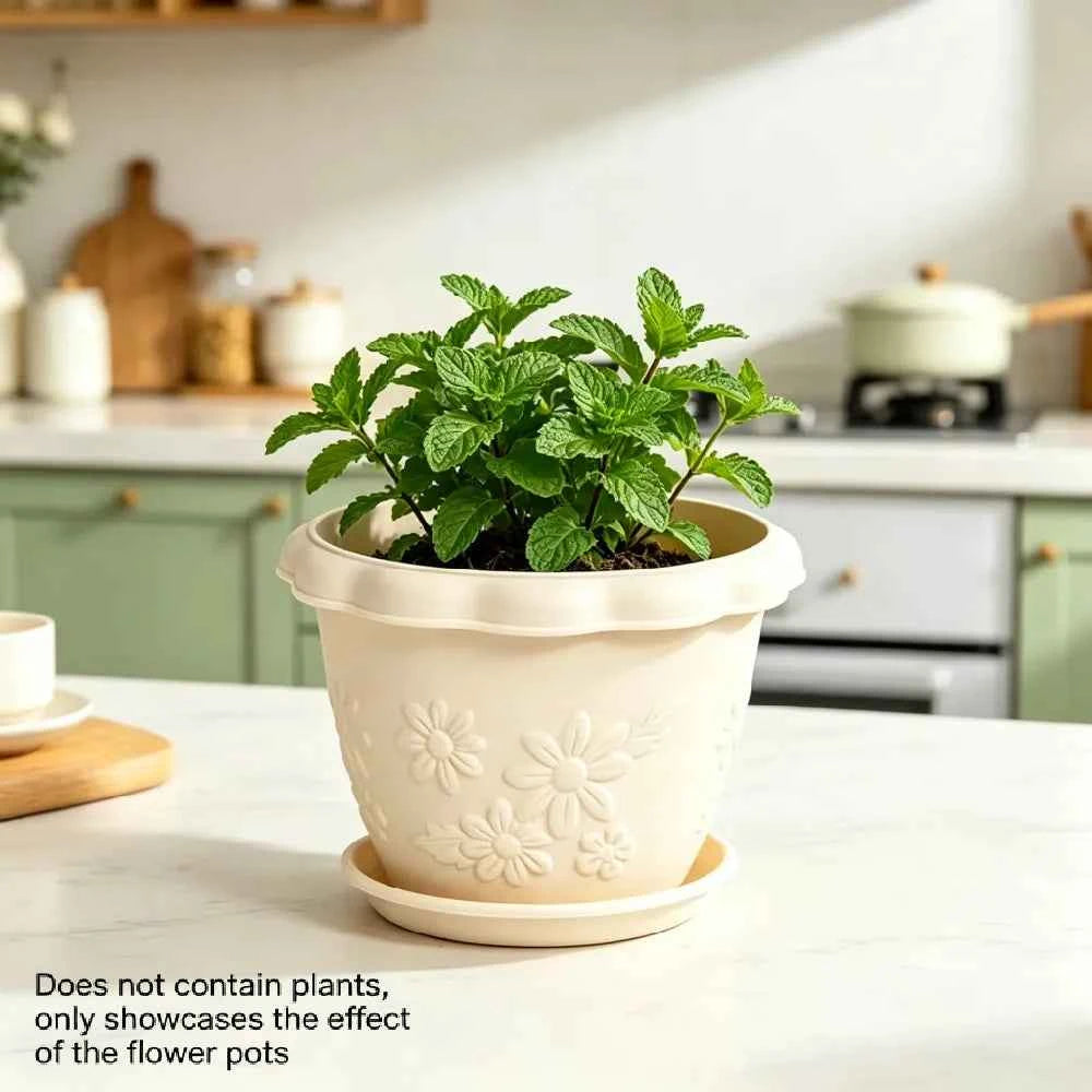 Embossed Flower Pot 15cm